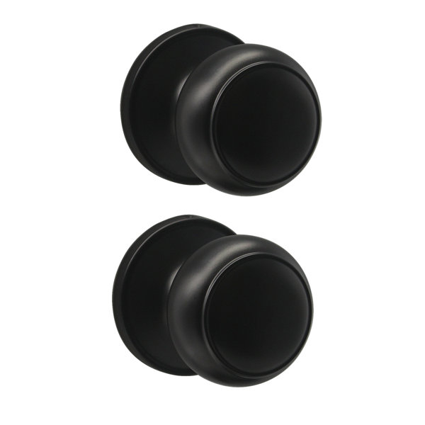 Probrico Black Flat Ball Door Knob Single Dummy Door Knobs 2 Pack